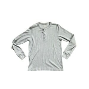 Rhone Mens sz Medium Light Blue Henley Snap Button Waffle Knit Long Sleeve Shirt